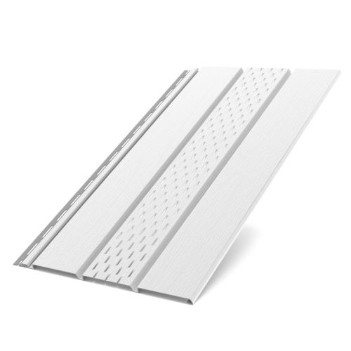 BRYZA jumta perforēta griestu plastmasas plāksne, garums 3M, platums 305 mm, Balta RAL 9010